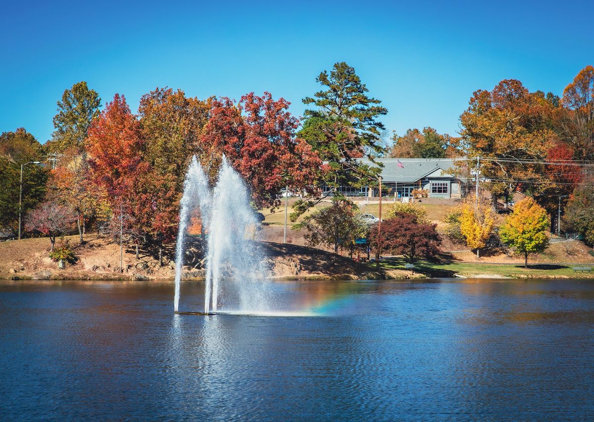 Lake Louise Park fountain in Weaverville, North Carolina